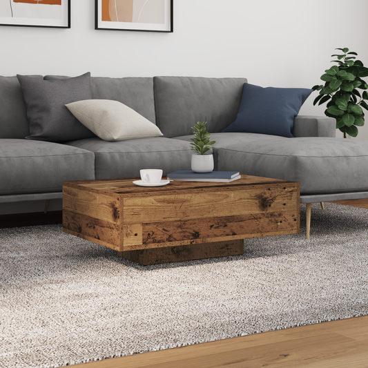 Kaffebord Med Led-Lys Old Wood 85X55X31 Cm
