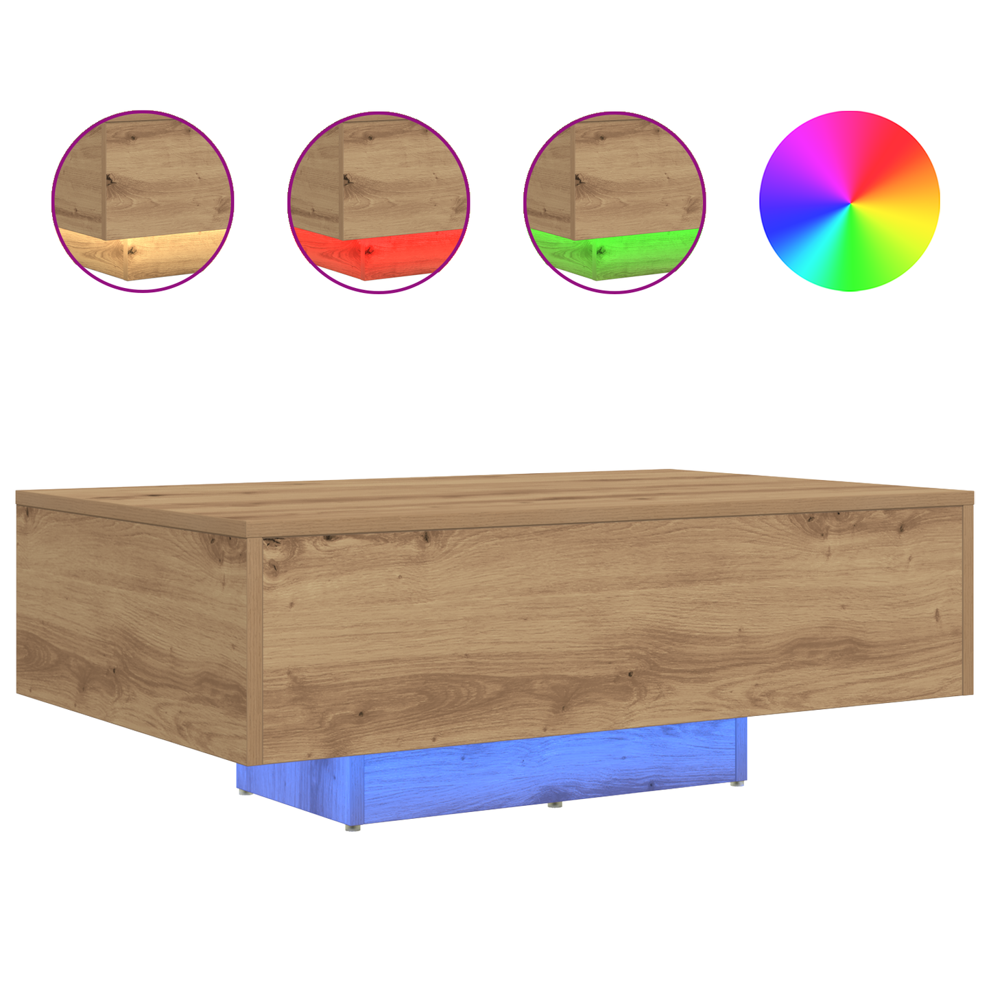 Kaffebord Med Led-Lys Artisan Eg 85X55X31 Cm
