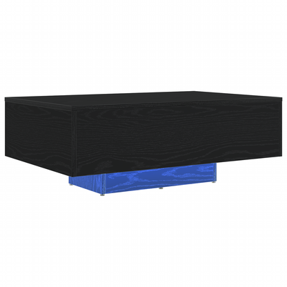 Kaffebord Med Led-Lys Sort Eg 85X55X31 Cm