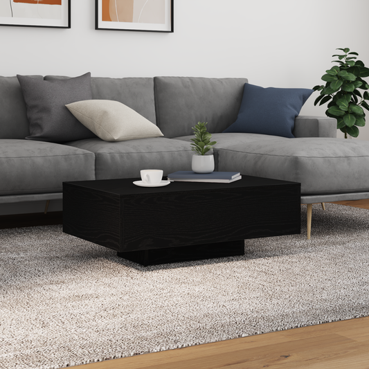 Kaffebord Med Led-Lys Sort Eg 85X55X31 Cm