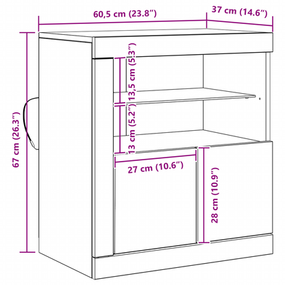 Sideboard Brun 60,5 X 37 X 67 Cm Konstrueret Træ
