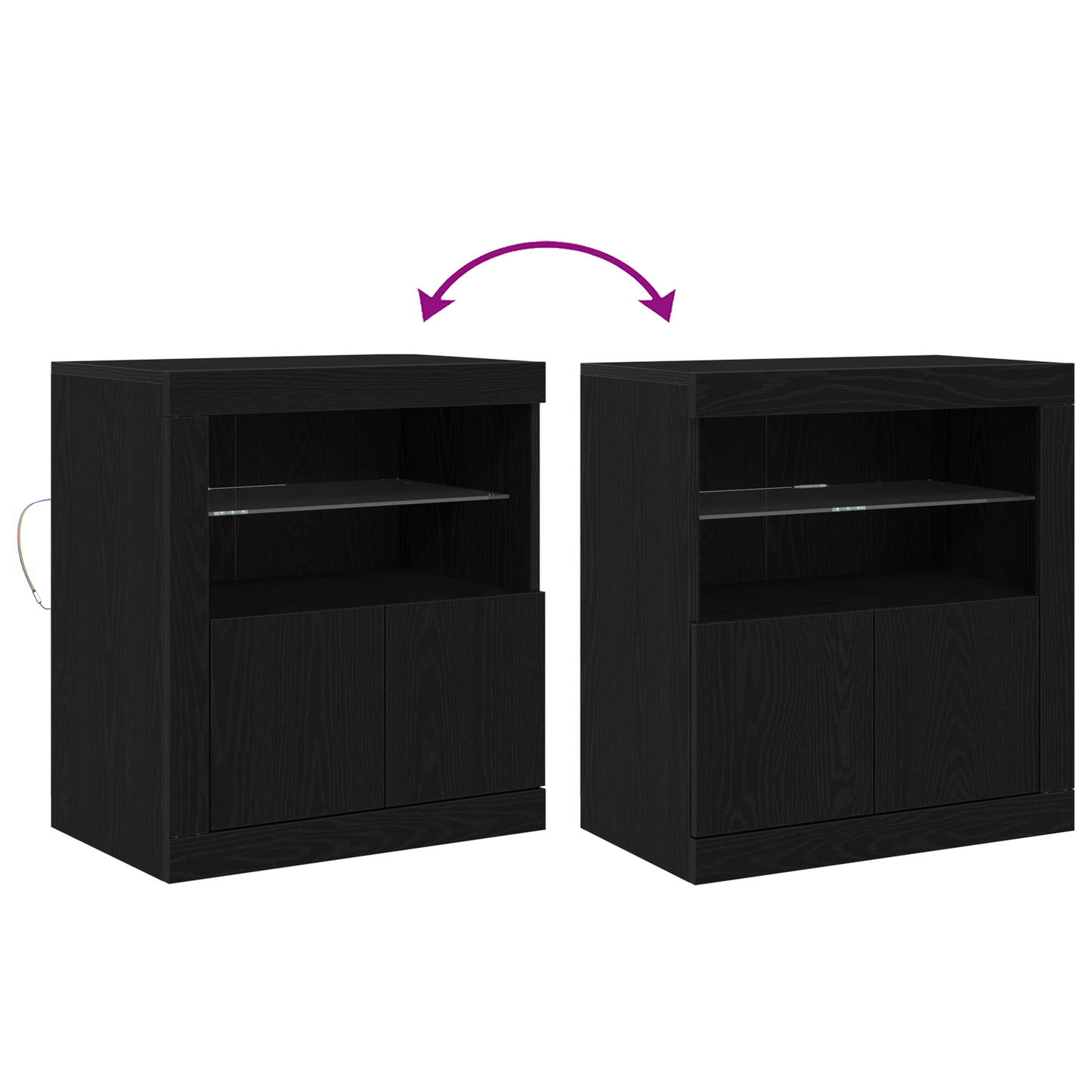 Sideboard Sort 60,5 X 37 X 67 Cm Konstrueret Træ