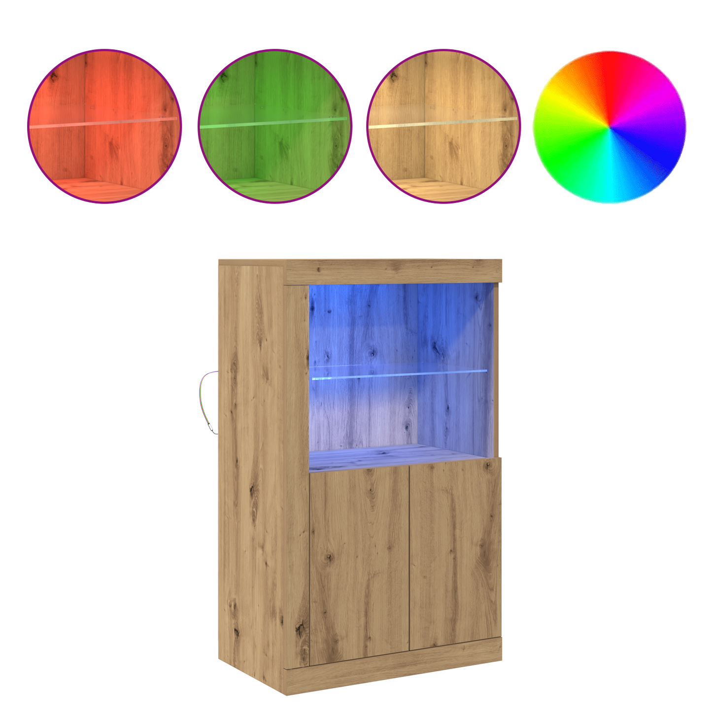 Sideboard Med Led Lys Artisan Eg 60,5X37X100 Cm