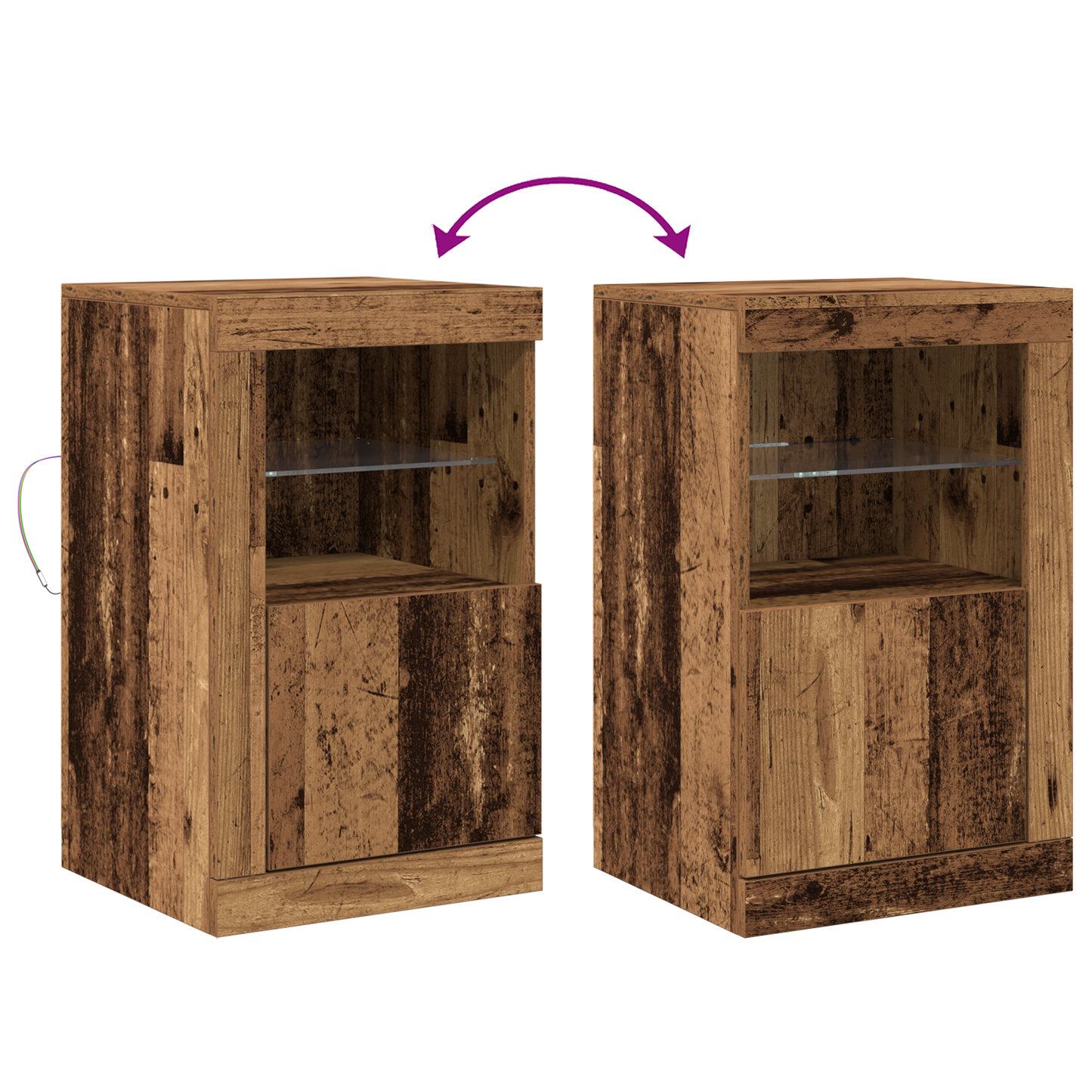 Sideboard Med Led Lys I Gammelt Træ 41X37X67 Cm