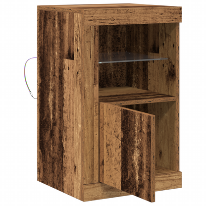 Sideboard Med Led Lys I Gammelt Træ 41X37X67 Cm