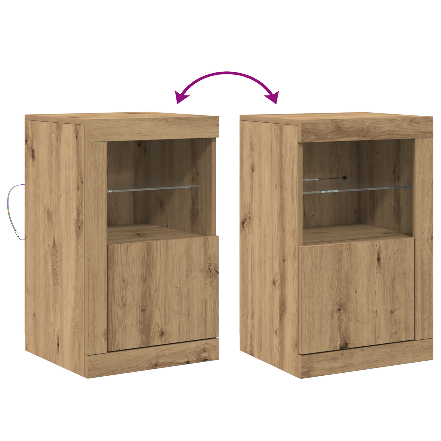 Sideboard Med Led-Lys Artisan Eg 41X37X67 Cm