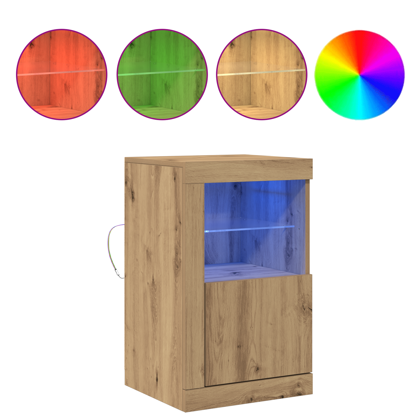 Sideboard Med Led-Lys Artisan Eg 41X37X67 Cm