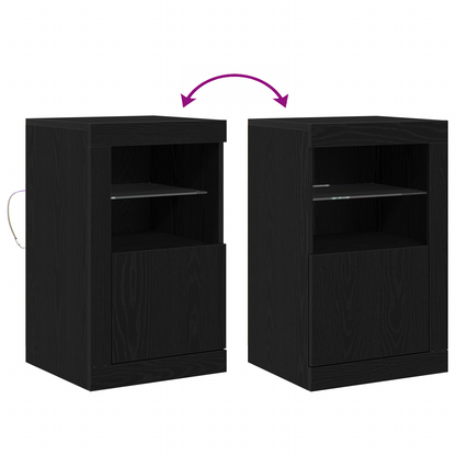 Skab Med Led Lyskilder Sort Eg 41X37X67 Cm