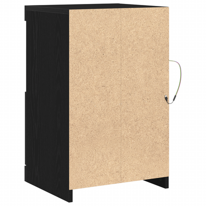 Skab Med Led Lyskilder Sort Eg 41X37X67 Cm