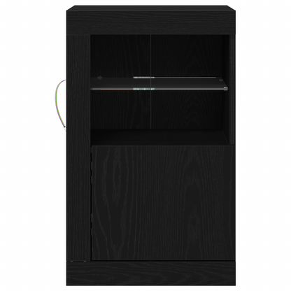 Skab Med Led Lyskilder Sort Eg 41X37X67 Cm