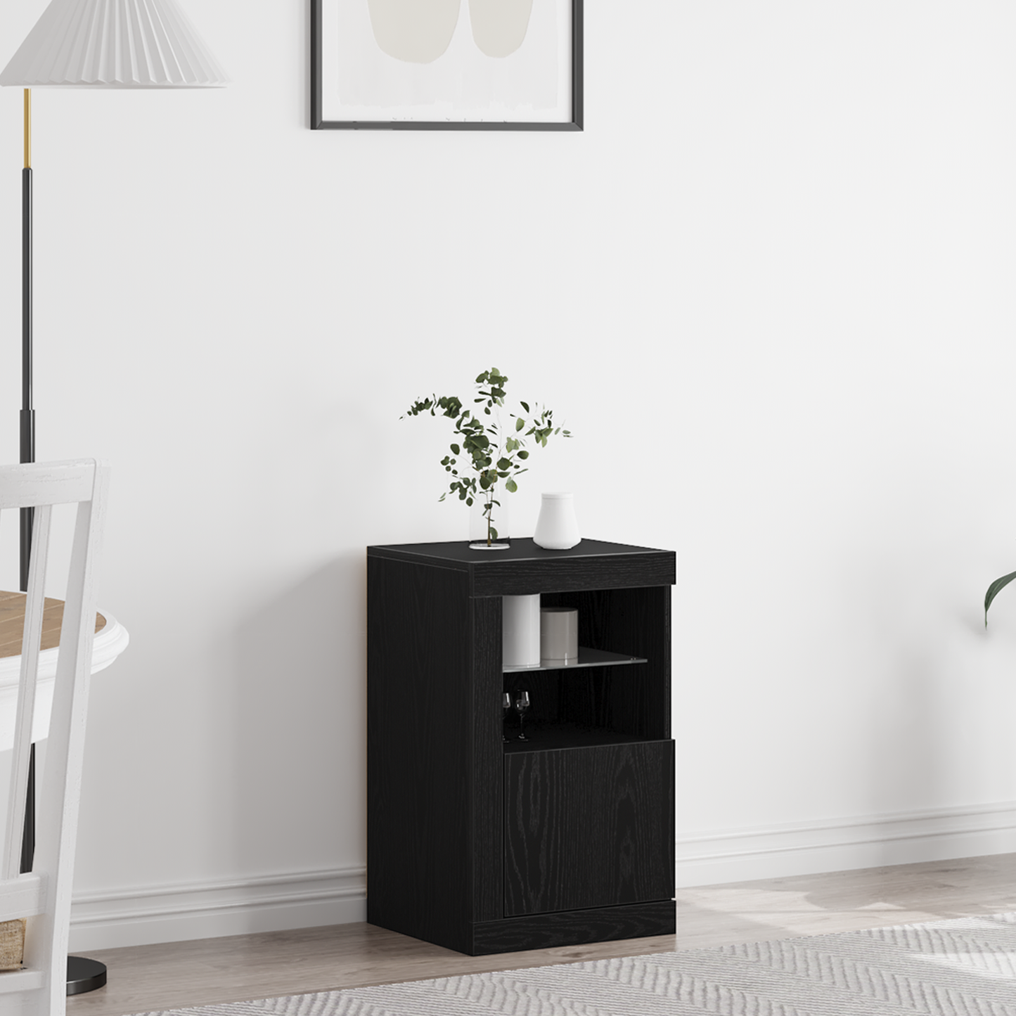 Skab Med Led Lyskilder Sort Eg 41X37X67 Cm