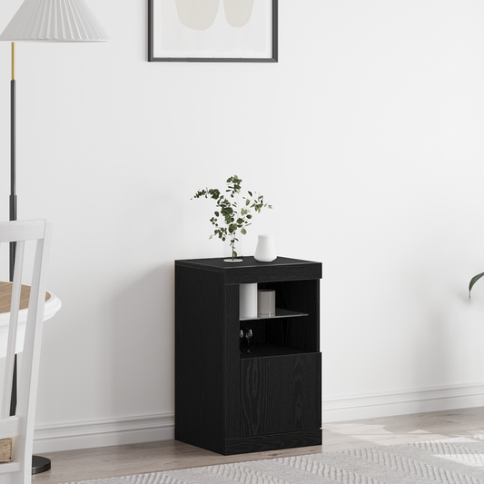 Skab Med Led Lyskilder Sort Eg 41X37X67 Cm