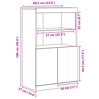 Sideboard Brun 60 X 37 X 100 Cm Konstrueret Træ