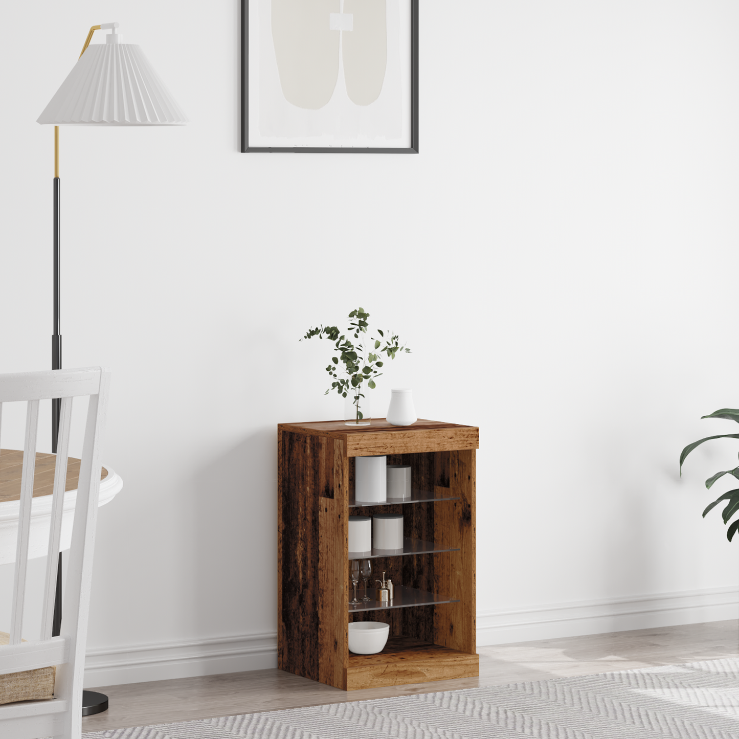 Skænk Med Led-Lys Gammelt Træ 41X37X67 Cm