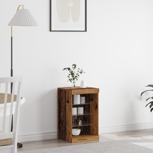 Skænk Med Led-Lys Gammelt Træ 41X37X67 Cm