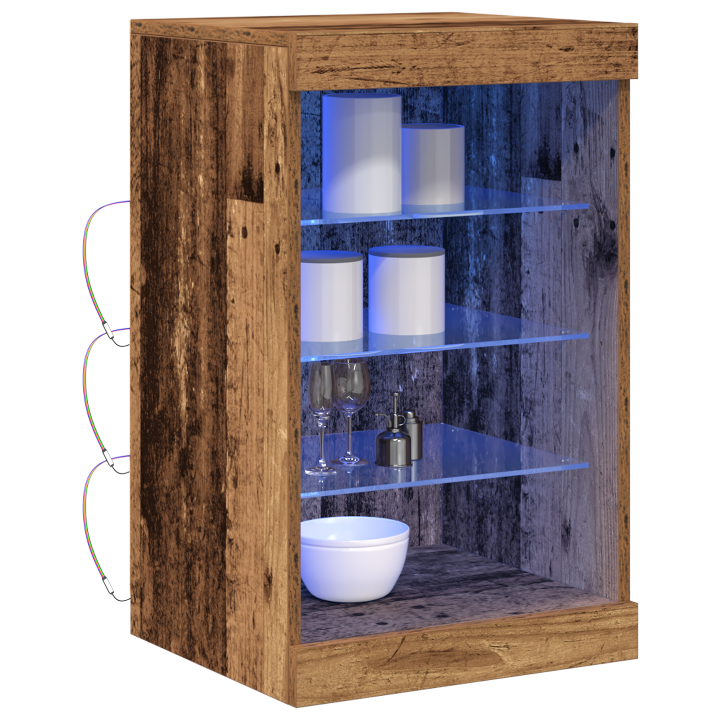 Skænk Med Led-Lys Gammelt Træ 41X37X67 Cm