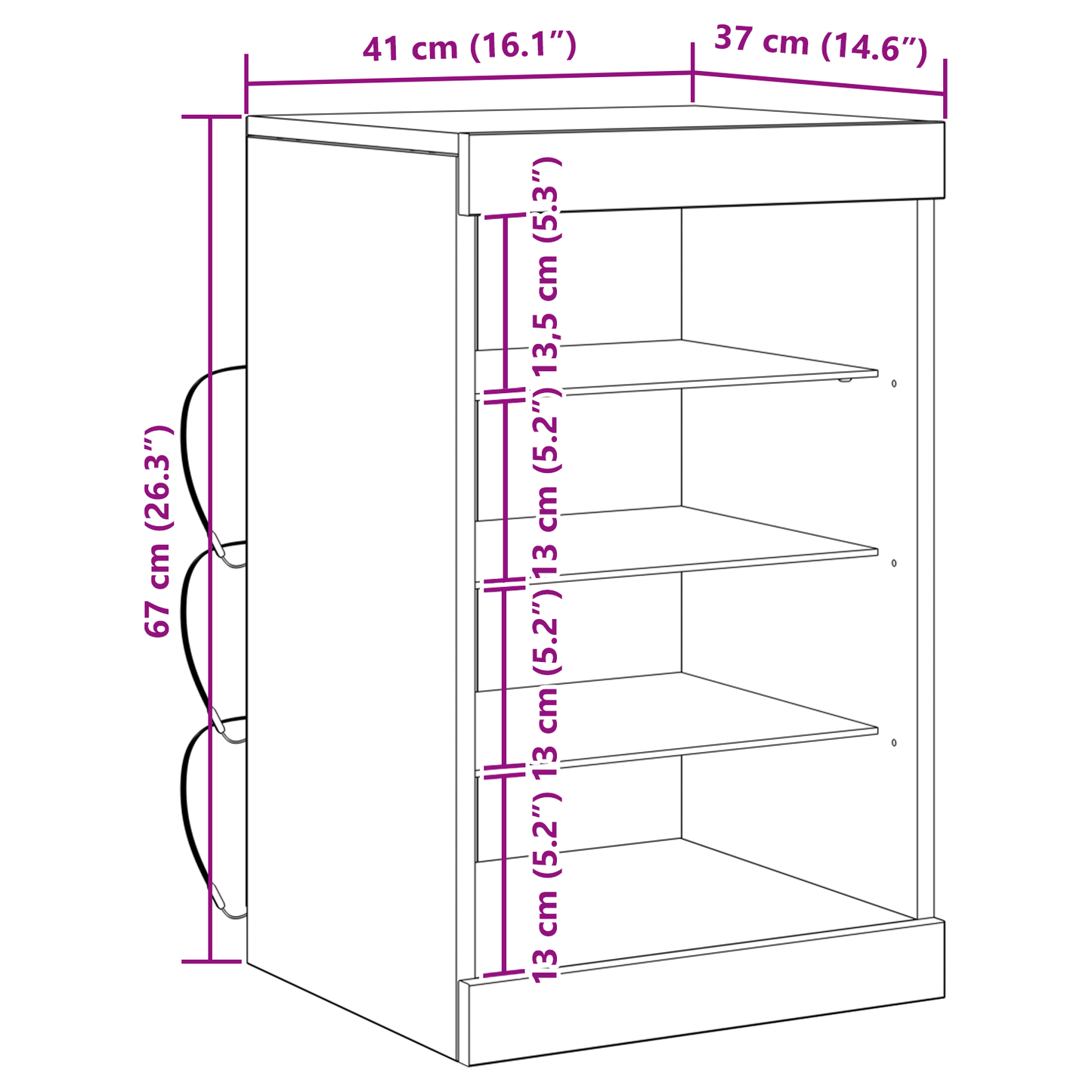 Sideboard Sort Eg 41 X 37 X 67 Cm Konstrueret Træ