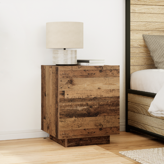 Natborde Med Led-Lys 2 Stk Gamle Træ 45X40X55 Cm