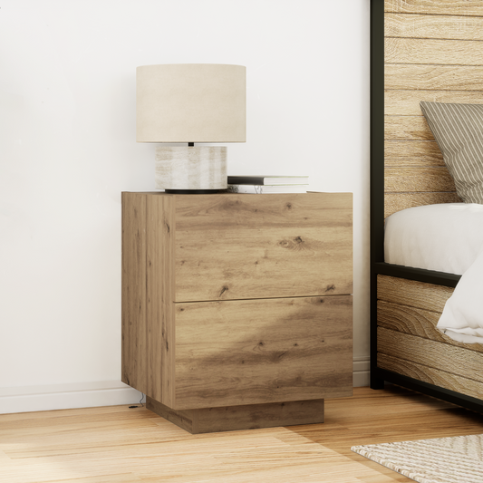 Sengeborde Med Led-Lys 2 Stk Artisan Eg 45X40X55 Cm