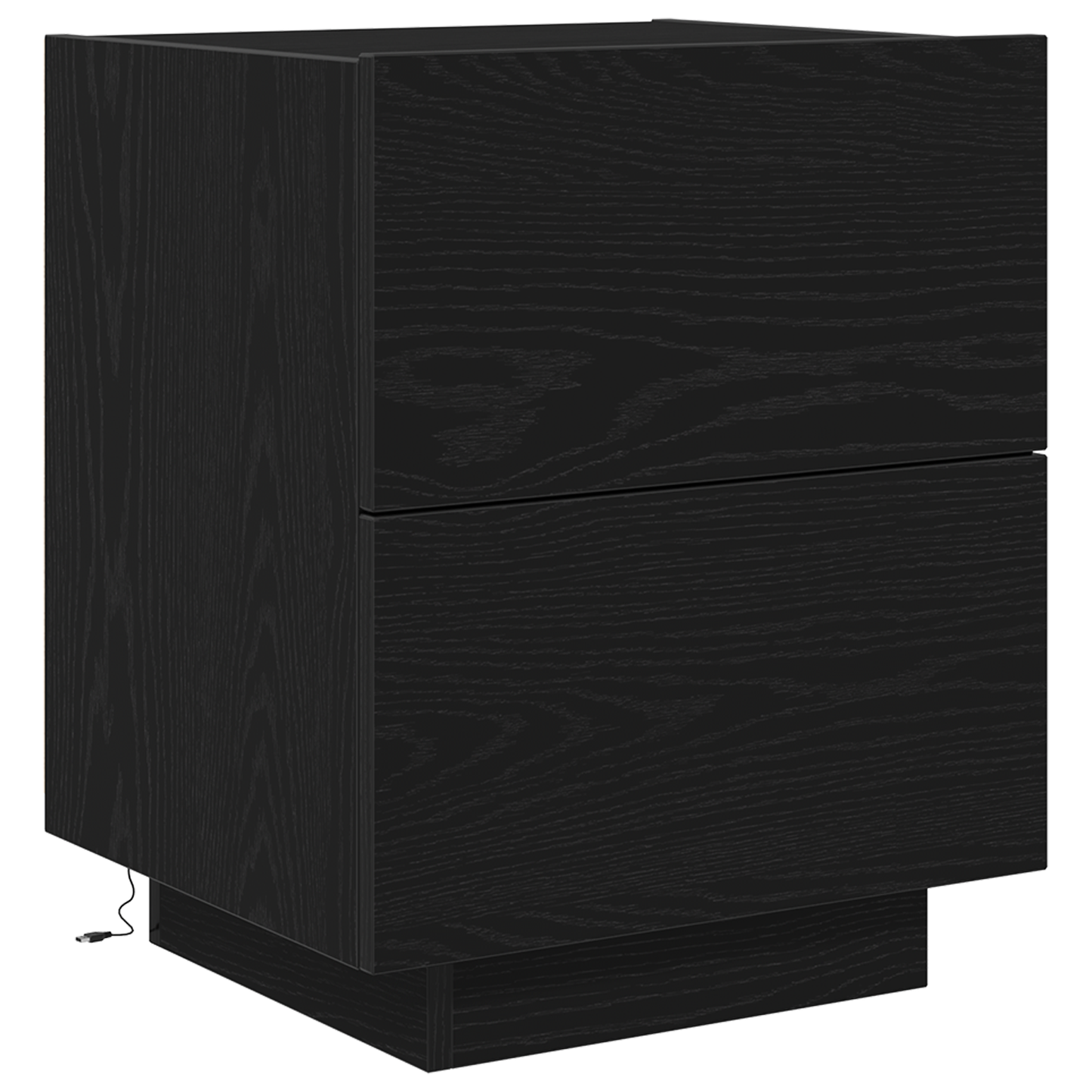 Sengebord Med Led-Lys Sort Eg 45X40X55 Cm