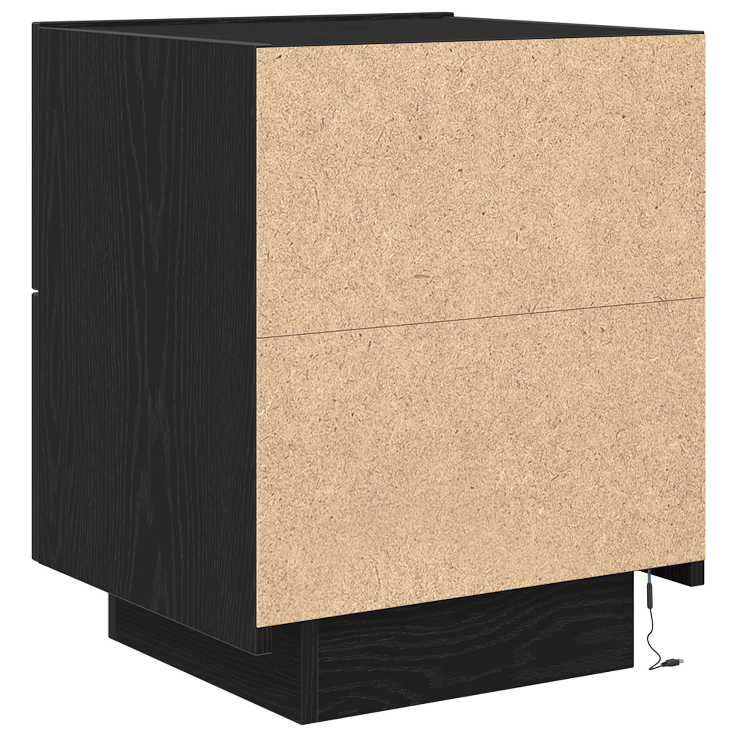 Sengebord Med Led-Lys Sort Eg 45X40X55 Cm