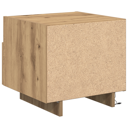 Sengeborde Med Led-Lys 2 Stk. Artisan Egetræ 40X39X37 Cm