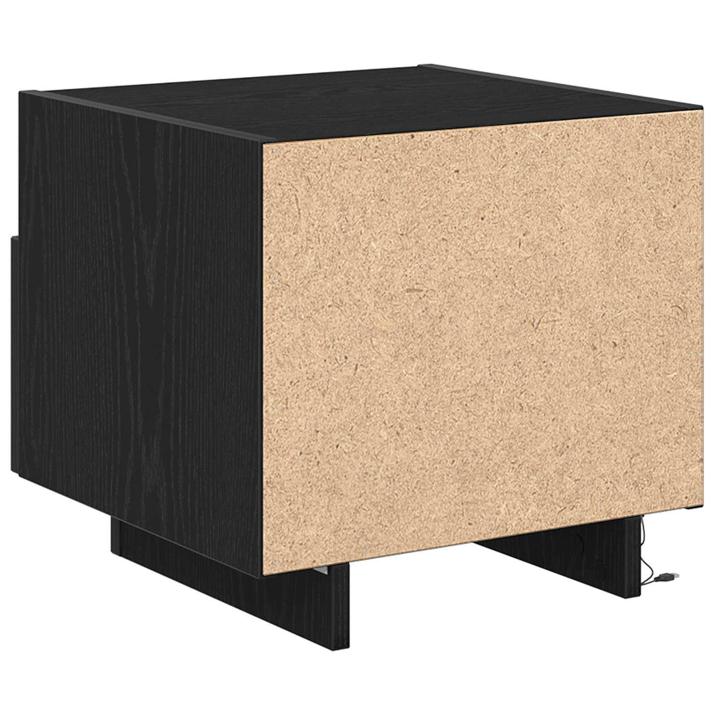 Sengebord Med Led-Lys Sort Eg 40X39X37 Cm