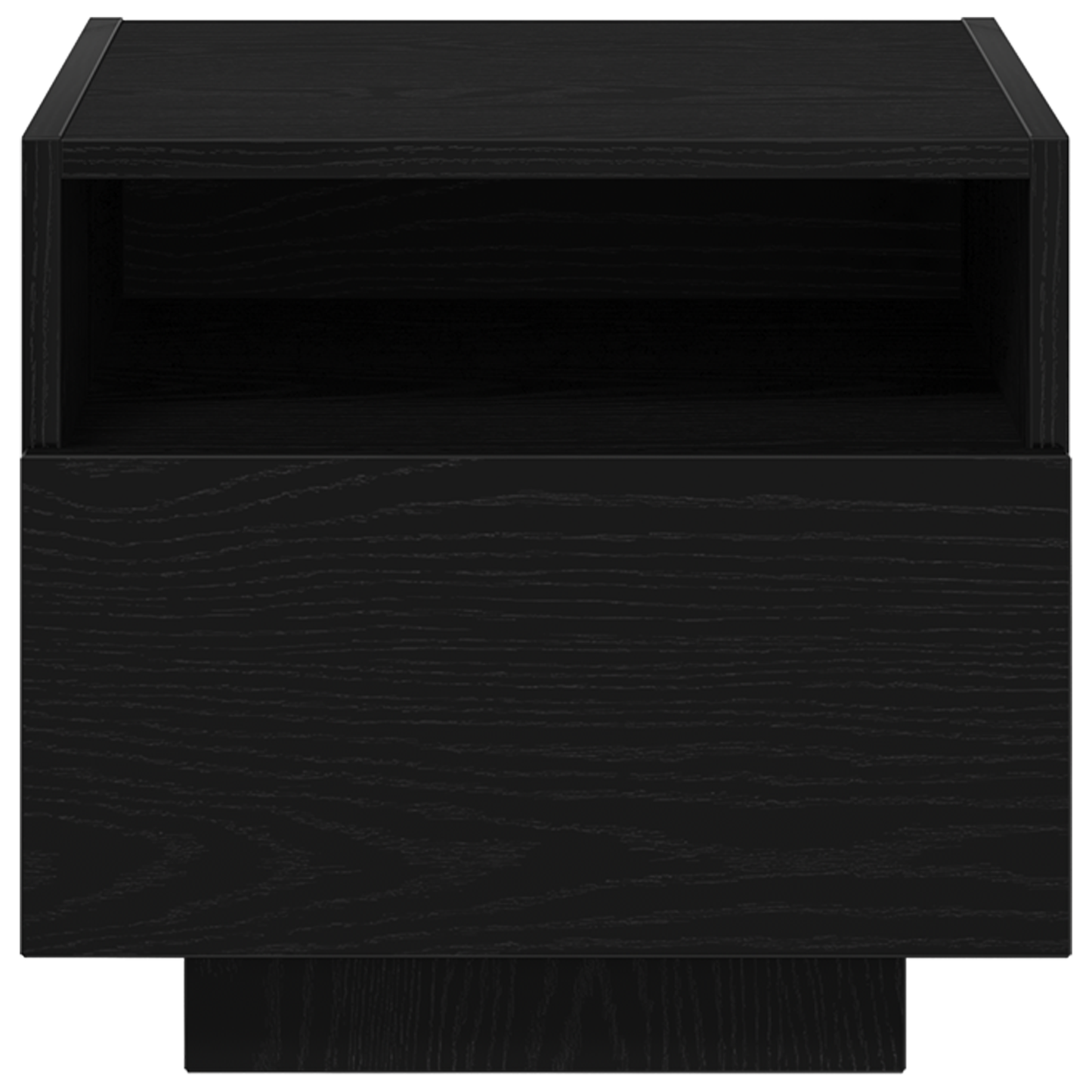 Sengebord Med Led-Lys Sort Eg 40X39X37 Cm