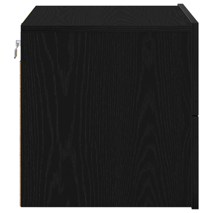 Sengebord Med Led Vægmonteret Sort Eg 50X39X41 Cm