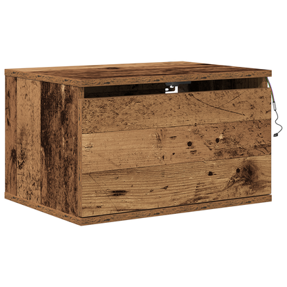 Sengebord Med Led Vægmonteret Gammelt Træ 50X36X30 Cm