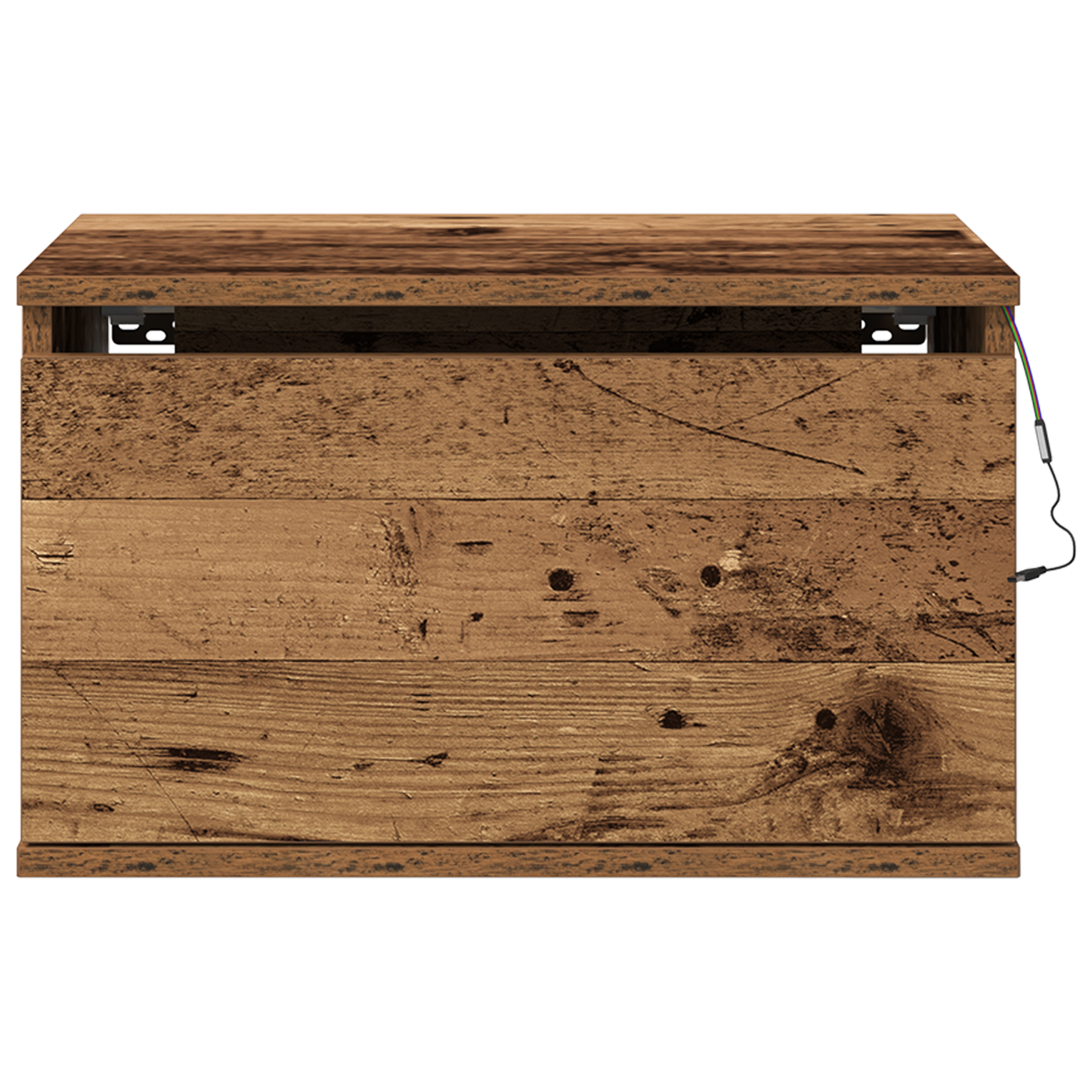Sengebord Med Led Vægmonteret Gammelt Træ 50X36X30 Cm