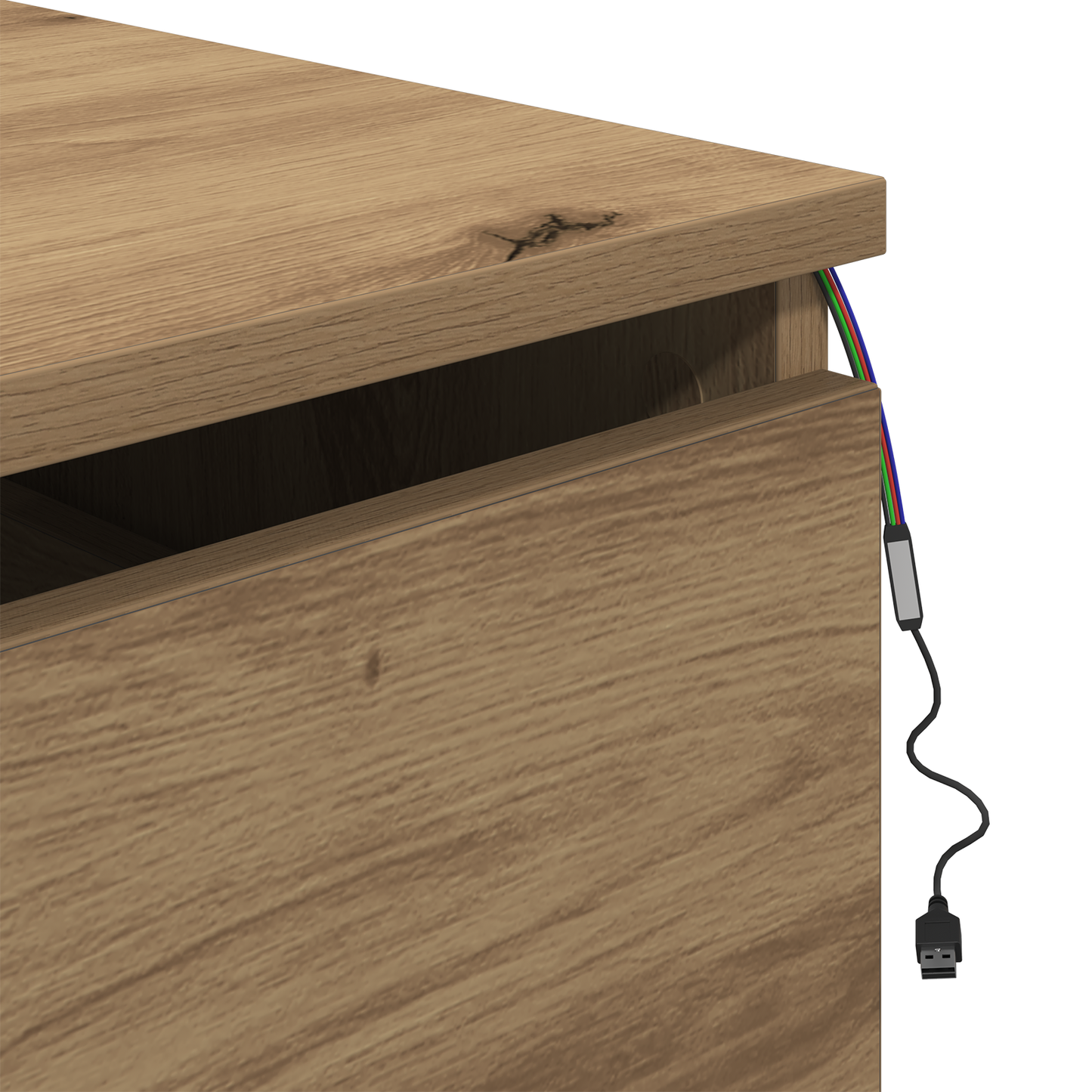 Sengeborde Med Led-Lys 2 Stk. Væghængt Artisan Eg
