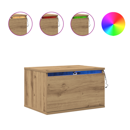 Sengeborde Med Led-Lys 2 Stk. Væghængt Artisan Eg