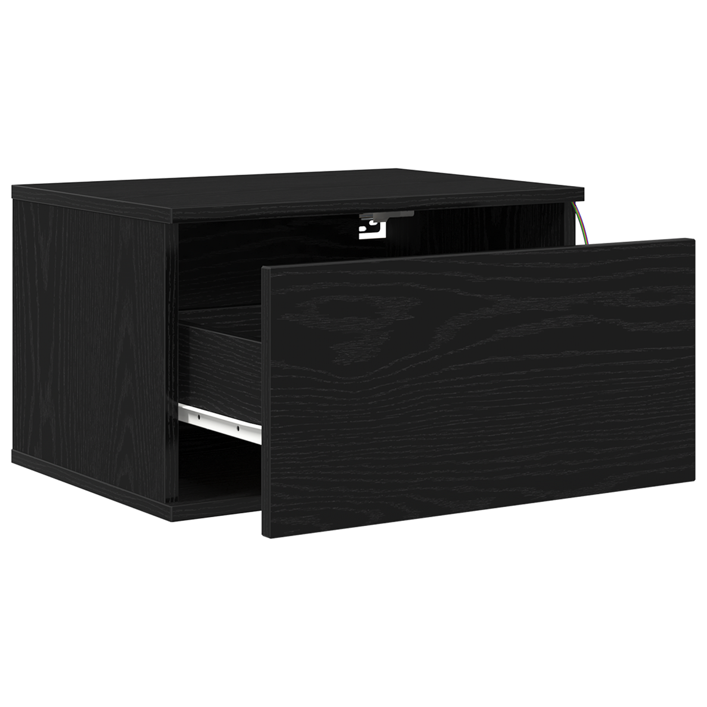 Sengbord Med Led Vægmonteret Sort Eg 50X36X30 Cm