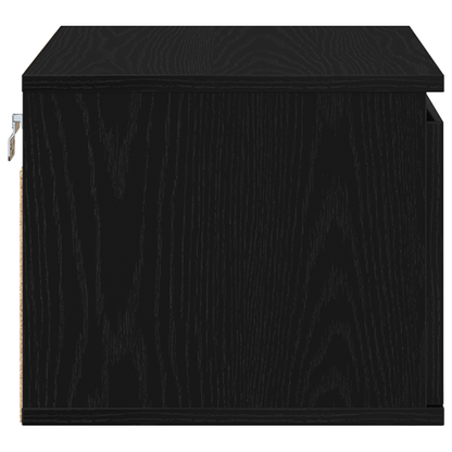 Sengbord Med Led Vægmonteret Sort Eg 50X36X30 Cm