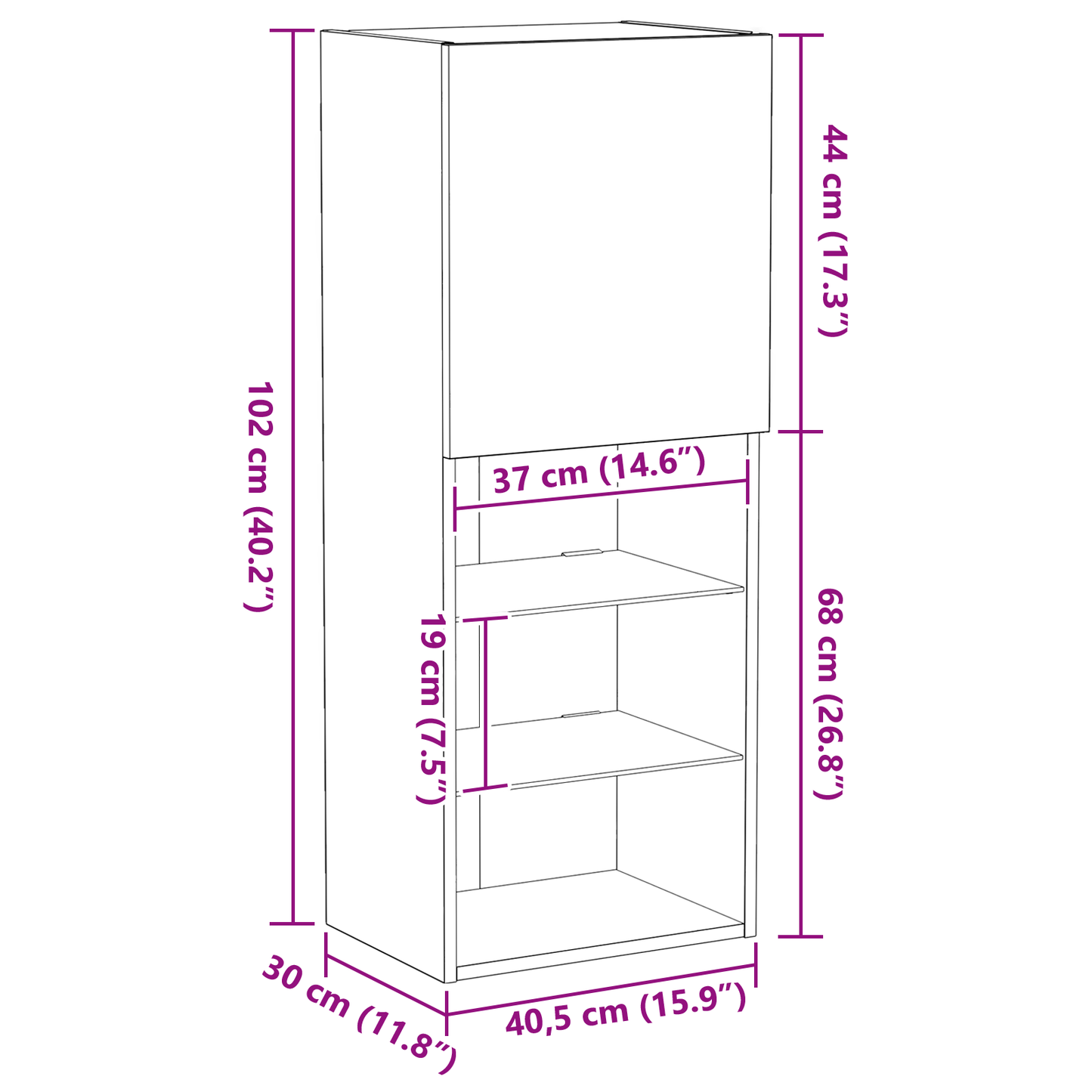 Tv-Skab Vægmonteret Sort Eg 40.5 X 30 X 102 Cm Konstrueret Træ