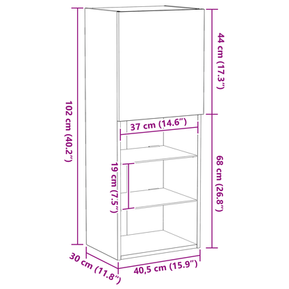 Tv-Skab Vægmonteret Sort Eg 40.5 X 30 X 102 Cm Konstrueret Træ