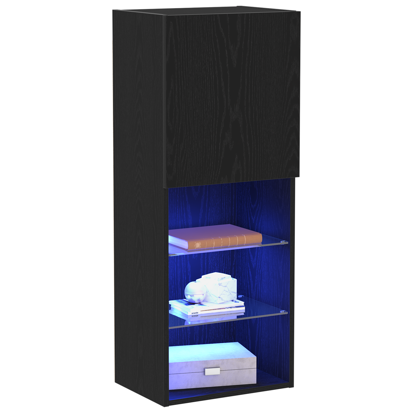 Tv-Skab Vægmonteret Sort Eg 40.5 X 30 X 102 Cm Konstrueret Træ