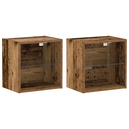 Flydende Hylde 2 Stk Gammelt Træ 40X28,5X40 Cm Konstrueret Træ