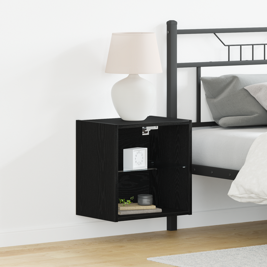 Svævehylde Sort Eg 40X28,5X40 Cm Konstrueret Træ