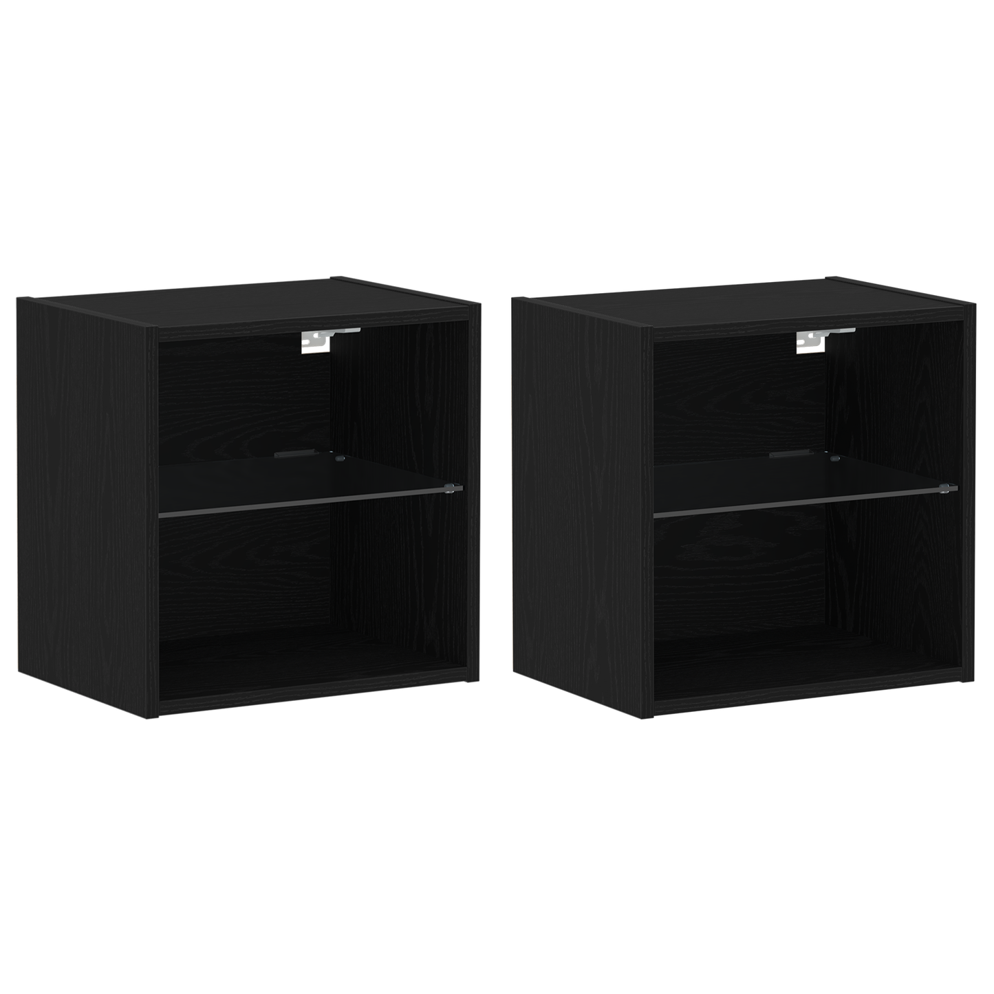 Flydende Hylde 2 Stk Sort Eg 40X28,5X40 Cm Ingeniørtræ