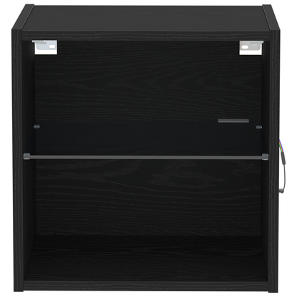 Flydende Hylde 2 Stk Sort Eg 40X28,5X40 Cm Ingeniørtræ