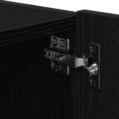 Tv Vægskab Vægmonteret Sort Eg 80 X 35 X 31 Cm Konstrueret Træ