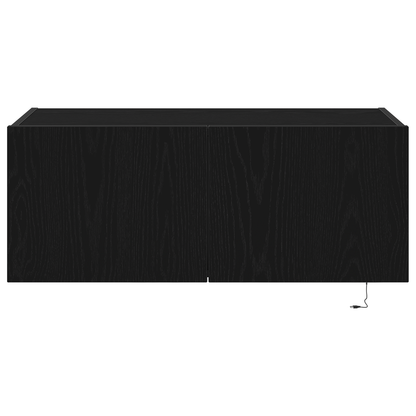 Tv Vægskab Vægmonteret Sort Eg 80 X 35 X 31 Cm Konstrueret Træ