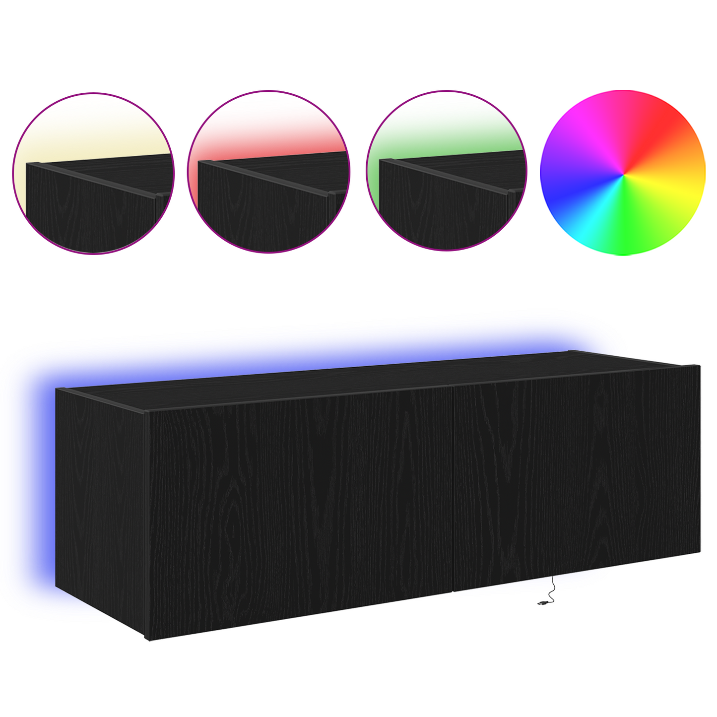 Tv Vægskab Vægmonteret Sort Eg 100 X 35 X 31 Cm Konstrueret Træ