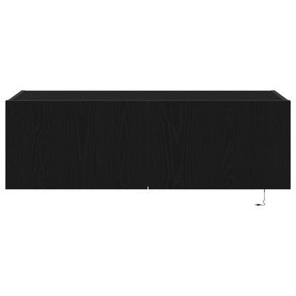 Tv Vægskab Vægmonteret Sort Eg 100 X 35 X 31 Cm Konstrueret Træ