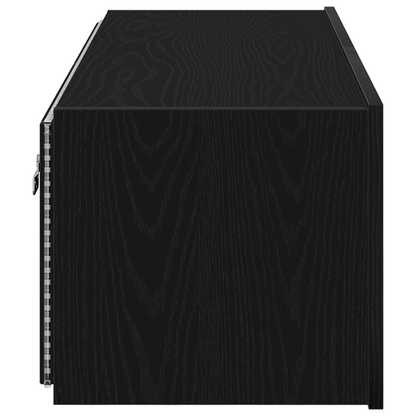 Tv Vægskab Vægmonteret Sort Eg 100 X 35 X 31 Cm Konstrueret Træ