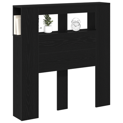 Opbevarings Hovedgærde Med Led Lygter Sort Eg 100X18,5X103,5 Cm