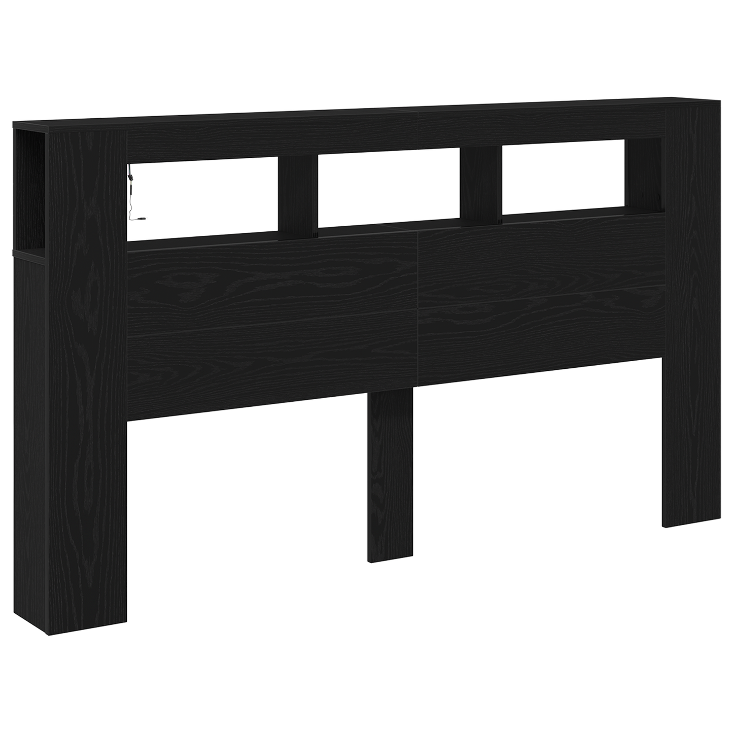 Opbevaringshovedgærde Med Led-Lys Sort Eg 180X18,5X103,5 Cm