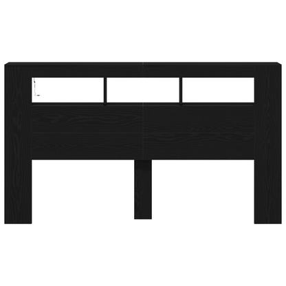 Opbevaringshovedgærde Med Led-Lys Sort Eg 180X18,5X103,5 Cm